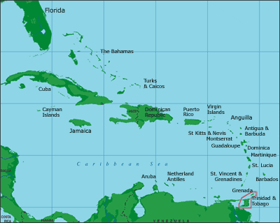 trinidad and tobago caribbean map